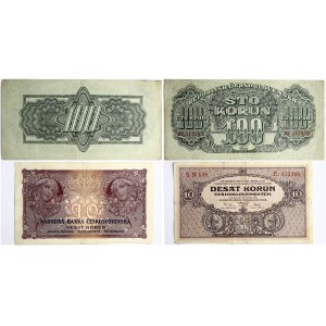 Czechoslovakia 10 & 100 Korun (1927-1944) Banknotes. P#20; 48 . Lot of 2 Banknotes