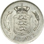 Denmark 2 Kroner 1875(h) HC//CS Christian IX(1863-1906). Obverse: Head right. Reverse: Crowned arms...