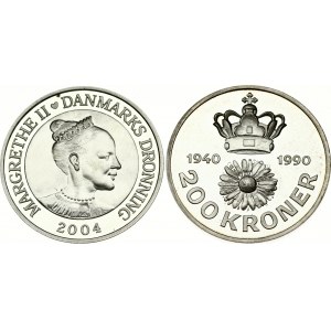 Denmark 200 Kroner 1990 & 2004 Commemorative issue. Margrethe II (1972-). Queen's 50th Birthday...