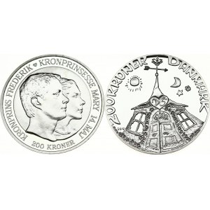 Denmark 200 Kroner 1992 & 2004 Commemorative issue. Margrethe II (1972-). Silver Wedding Anniversary...