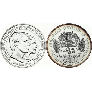 Denmark 200 Kroner 1995 & 2004 Commemorative issue. Margrethe II (1972-). Wedding of Prince Joachim...