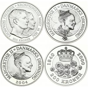 Denmark 200 Kroner 2000 & 2004 Commemorative issue. Margrethe II (1972-). Queen Margrethe's 60th Birthday...