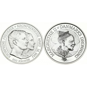 Denmark 200 Kroner 2000 & 2004 Commemorative issue. Margrethe II (1972-). Queen Margrethe's 60th Birthday...