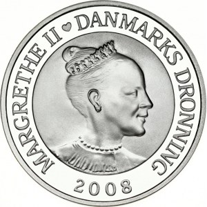 Denmark 500 Kroner 2008 160th Anniversary of Dannebrog. Margrethe II(1972-). Obverse: Dronningens kontrafej. Lettering...