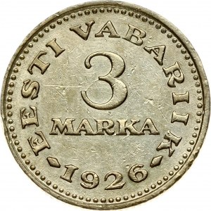 Estonia 3 Marka 1926 Obverse: National arms within wreath. Reverse: Denomination; date below. Nickel-Bronze...