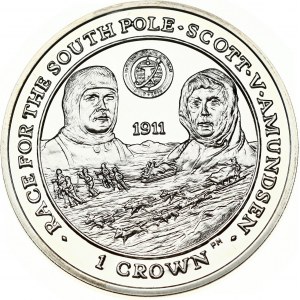 Falkland Islands 1 Crown 2007 Race for the South Pole. Elizabeth II (1952-). Obverse: Bust Elizabeth II in tiara right...