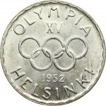 Finland 500 Markkaa 1952 H Obverse: Wreath divides denomination. Reverse: Olympic logo above date. Silver...