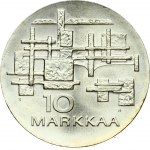 Finland 10 Markkaa 1967 S-H 50th Anniversary of Independence. Obverse: Five Whooper swans in flight; date above...