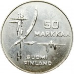 Finland 50 Markkaa 1982 K-T World Ice Hockey Championship Games. Obverse: Denomination. Reverse: Hockey player...