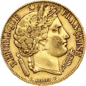 France 20 Francs 1851A Obverse: Liberty head with oak leaf wreath right. Reverse: Denomination within wreath. Gold 6...