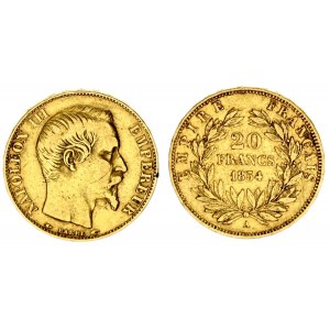 France 20 Francs 1854A Napoleon III(1852-1870). Obverse: Head right. Obverse Legend: NAPOLEON III EMPEREUR. Reverse...