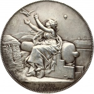 France Air Communication Medal (1871). Obverse description: Female allegory seated on a cannon...