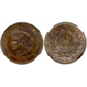 France 10 Centimes 1872 A Obverse: Laureate head left. Reverse: Denomination within wreath. KM# 815.1...