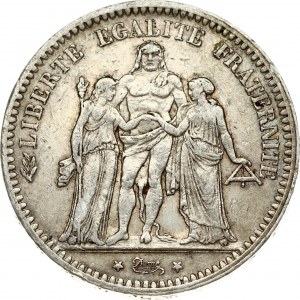 France 5 Francs 1873A Obverse: Hercules group. Reverse: Denomination within wreath. Silver. Small Scratches. KM 820...