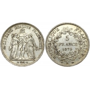 France 5 Francs 1875A Obverse: Hercules group. Reverse: Denomination within wreath. Silver. Small Scratches. KM 820...
