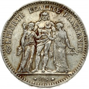 France 5 Francs 1876A Obverse: Hercules group. Reverse: Denomination within wreath. Silver. Small Scratches. KM 820...