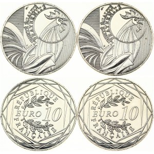 France 10 Euro 2015 Rooster. Obverse: Stilyzed rooster. Lettering: RÉPUBLIQUE FRANÇAISE EURO 10. Reverse...