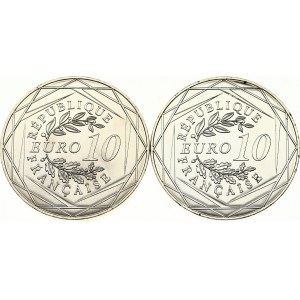 France 10 Euro 2016 Rooster & UEFA Euro 2016. Obverse: Value within horizontal wreath and hexagonal frames. Reverse...