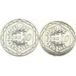 France 10 Euro 2016 Rooster & 20 Euro Marianne 2017. Obverse: Value within horizontal wreath and hexagonal frames...