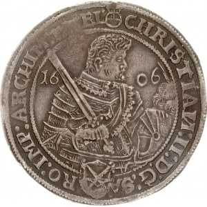 Germany Saxony 1 Thaler 1606 HR Christian II & Johann Georg I & August(1591-1611). Obverse Lettering: CHRISTIAN : II ...