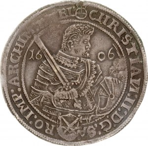 Germany Saxony 1 Thaler 1606 HR Christian II & Johann Georg I & August(1591-1611). Obverse Lettering: CHRISTIAN : II ...
