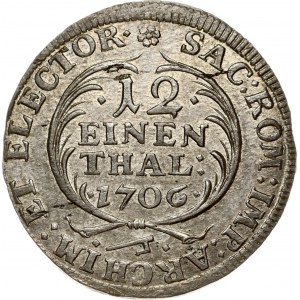 Germany SAXONY 1/12 Thaler 1706 ILH August II(1697-1733). Obverse: Crowned arms within branches. Obverse Legend...