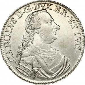 Germany BRUNSWICK-WOLFENBÜTTEL 2/3 Thaler 1764 E/IDB. Charles I (1735-1780). Obverse: Armored draped bust right...