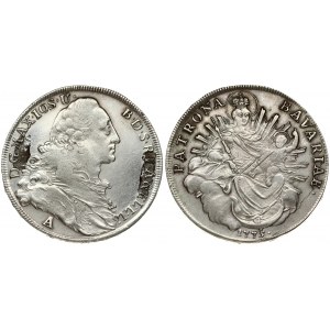 Germany BAVARIA 1 Thaler 1775A Maximilian III Josef(1745-1777). Obverse: Draped bust to right; mintmark below...
