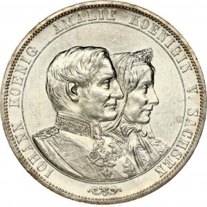Germany SAXONY 2 Thaler 1872 B Golden Wedding Anniversary. Johann(1854-1873). Obverse...