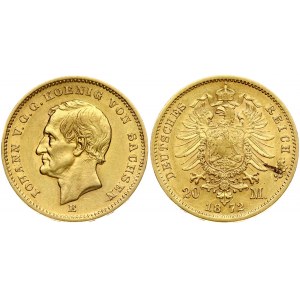 Germany Saxony 20 Mark 1872 E Johann I (1854-1873). Obverse: Head left. Obverse Legend: IOHANN V. G. G...