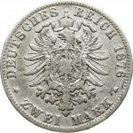Germany Hamburg 2 Mark 1876 J Obverse: Helmeted arms with lion supporters. Reverse: Crowned imperial eagle. Edge Milled...
