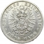 Germany Prussia 5 Mark 1876C. Wilhelm I (1861-1888). Obverse: Bust of King Wilhelm I facing left. Reverse...