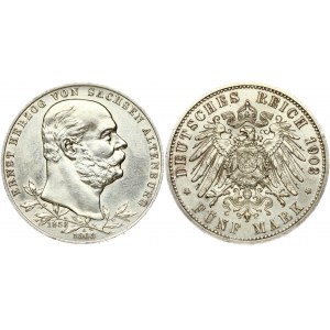 Germany Saxe-Altenburg 5 Mark 1903 A 50th Anniversary of the Reign of Ernst I. Ernst I(1853-1908). Obverse...
