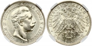 Germany Prussia 2 Mark 1904 A Wilhelm II(1888-1918). Obverse: Head right. Obverse Legend: WILHELM II DEUTSCHER KAISER KO