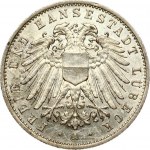 Germany LÜBECK 2 Mark 1906 Obverse: Double imperial eagle with divided shield on breast. Crowned imperial eagle...