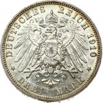 Germany PRUSSIA 3 Mark 1910A Wilhelm II(1888-1918). Obverse: Head right. Reverse...