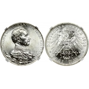 Germany PRUSSIA 3 Mark 1913A 25th Year of Reign. Wilhelm II(1888-1918). Obverse: Uniformed bust right. Reverse...
