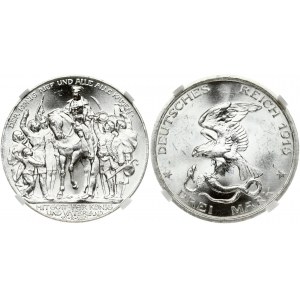 Germany PRUSSIA 3 Mark 1913A 100 Years - Defeat of Napoleon. Wilhelm II(1888-1918). Obverse: Eagle with snake in talons...