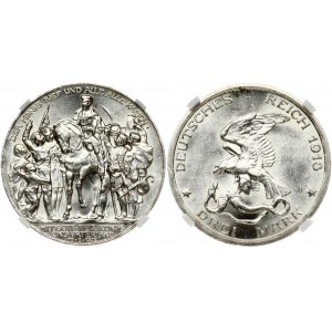 Germany PRUSSIA 3 Mark 1913A 100 Years - Defeat of Napoleon. Wilhelm II(1888-1918). Obverse: Eagle with snake in talons...