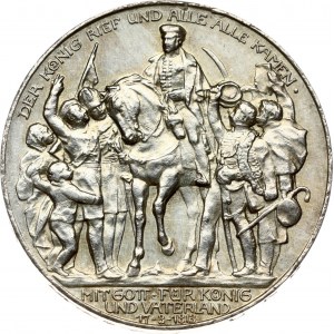 Germany PRUSSIA 3 Mark 1913A 100th Anniversary - victory over Napoleon at Leipzig. Wilhelm II(1888-1918). Obverse...