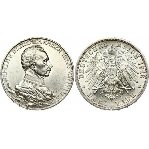 Germany Prussia 3 Mark 1913 25th Anniversary of the Reign of King Wilhelm II. Wilhelm II (1888-1918). Obverse...