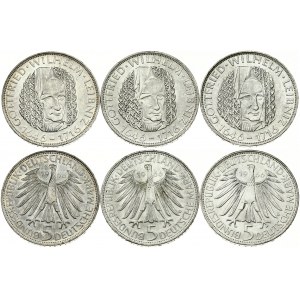 Germany Federal Republic 5 Mark 1966D 250th Anniversary - Death of Gottfried Wilhelm Leibniz philosopher. Obverse...