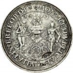 Germany ERFURT 1 Thaler 1633/1992 RESTRIKE. Obverse: Helmeted and supported arms; wheel above divides date. Reverse...