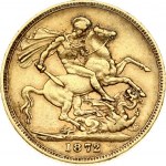 Great Britain 1 Sovereign 1872 Victoria(1837-1901). Obverse: Head left. Obverse Legend: VICTORIA D:G: BRITANNIAR: REG...