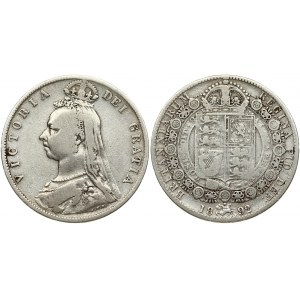 Great Britain 1/2 Crown 1892 Victoria (1837-1901). Obverse: Coroneted bust left. Obverse Legend: VICTORIA DEI GRATIA...