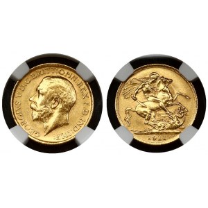 Great Britain 1 Sovereign 1911 George V(1910-1936). Obverse: Head left. Reverse: St. George slaying the dragon. Gold...