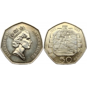 Great Britain 50 Pence 1993 British Presidency of European Council of Ministers. Elizabeth II (1952-). Obverse...