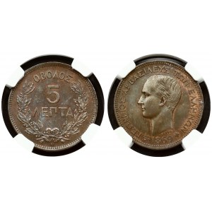 Greece 5 Lepta 1869BB George I(1863-1913). Obverse: Young head left. Reverse: Denomination within wreath. Copper. KM 42...