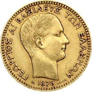 Greece 20 Drachmai 1876 A George I (1863-1913). Obverse: Young head right. Reverse: Arms within crowned mantle. Gold...