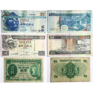 Hong Kong 1 - 20 Dollars (1949-2005) Banknotes. Obverse: Dark green on multicolor underprint...